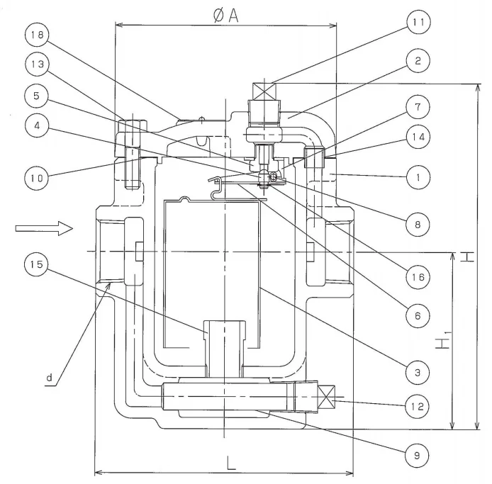 Inverted Bucket Steam Trap with Integral Strainer